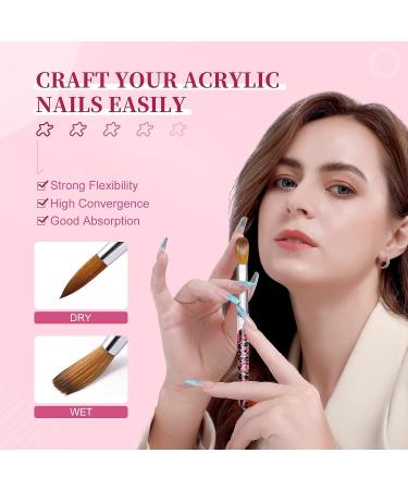 Saviland 4PCS Pink Leopard Print Kolinsky Acrylic Nail Brush Set - Professional Brushes for Acrylic Powder System (Size 8/10/12/14) - Ideal for Nail Extension, Carving, and Acrylic Application - Buy Online on GoSupps.com