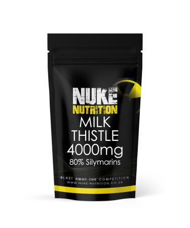 Nuke Nutrition Milk Thistle 4000mg - 120 Tablets - High Strength Extract Liver Support Supplements - Pure Natural & Fast Absorbing Milk Thistle Complex - Made in The UK 120 count (Pack of 1)