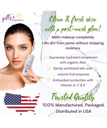 Gilly s Organics Face Wash - Hydrating Facial Cleanser for Men & Women | Organic Aloe & Antioxidants | 3 Fl Oz - Buy Online on GoSupps.com
