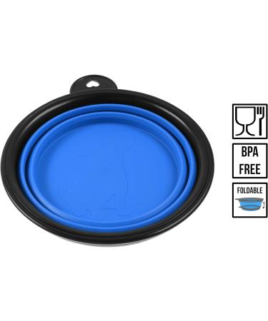 PhoneNatic Foldable Silicone Dog Bowl - Travel Bowl for Dogs & Cats 350ml Blue with Carabiner | Small (S) - Buy Online on GoSupps.com