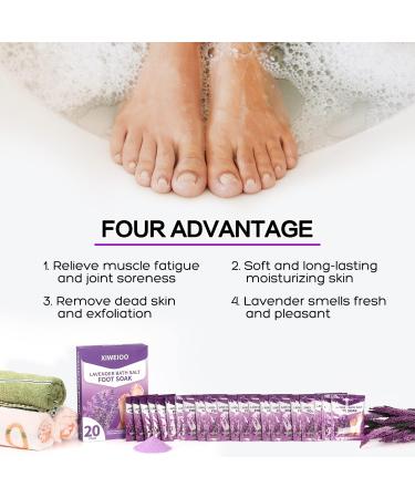 Lavender Foot Soak Salts with Epsom Salt - 20 Pack for Pedicure & Foot Bath | Spa Products Kit 21 oz - Buy Online on GoSupps.com