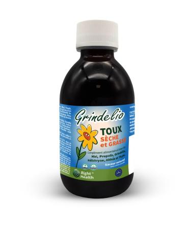 GRINDELIO: Dry and oily cough against cough spasms and mucolytic 200 ml. With Grindelia Helichrysum Marshmallow Thyme Propolis and Honey. Natural gluten-free solution and added flavors.