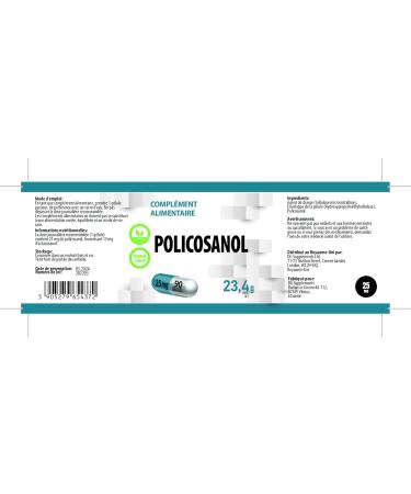 Hepatica Policosanol 25mg 90 Vegan Capsules Tested by a Third Party Laboratory Gluten & GMO Free - Buy Online on GoSupps.com