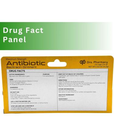 Drs. Pharmacy First Aid Antibiotic Ointment with Bacitracin Zinc 0.5 oz Made in USA - Buy Online on GoSupps.com