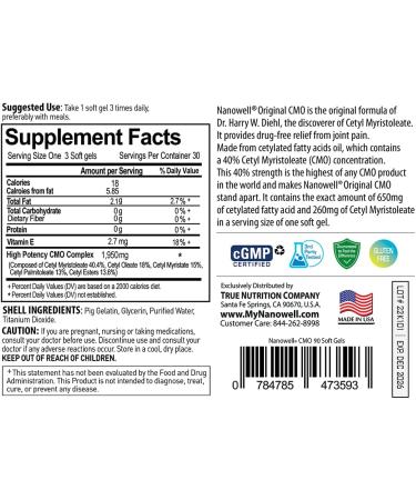 NANOWELL CMO (Cetyl Myristoleate) 650mg 90 Softgels - Joint Health Supplement Cetyl Myristoleate - Buy Online on GoSupps.com