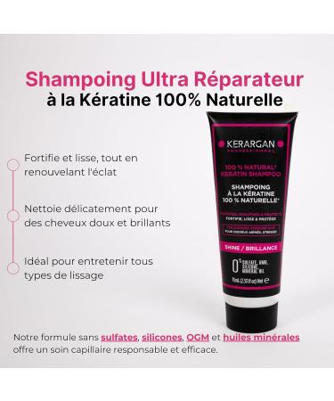 Kerargan - Ultra Repairing Keratin Shampoo for Damaged and Stressed Hair - Fortifying Smoothing and Protective - Sulfate Paraben and Silicone Free - 75ml - Buy Online on GoSupps.com