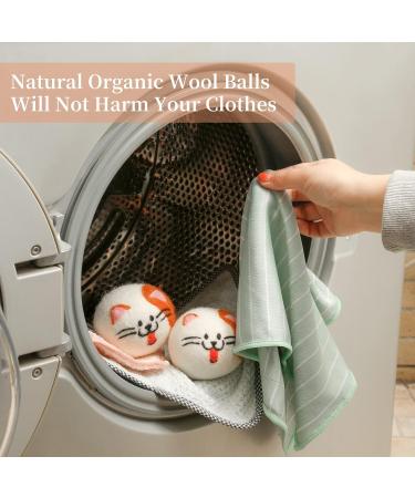 XL Cute Cat Face Wool Dryer Balls - Handmade Reusable Fabric Softener | Organic Shorten Drying Time | 3 Pack for 1000+ Loads - Buy Online on GoSupps.com