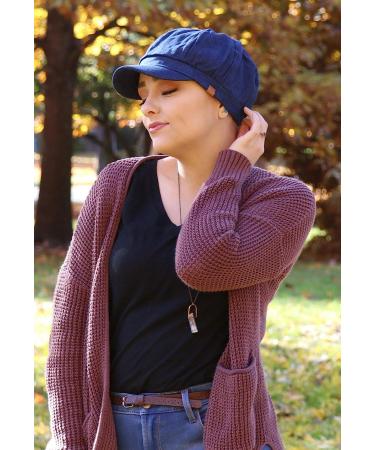 Women's Denim Indigo Newsboy Cap - Stylish Summer Hat for Chemo Headwear - Buy Online on GoSupps.com