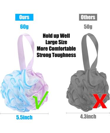 MIDELONG Bath Sponge Shower Loofahs Pack of 2 - Exfoliating Mesh Poufs for Body Scrubbing - Colorful 60g Soft Loofahs for Women and Men - Buy Online on GoSupps.com