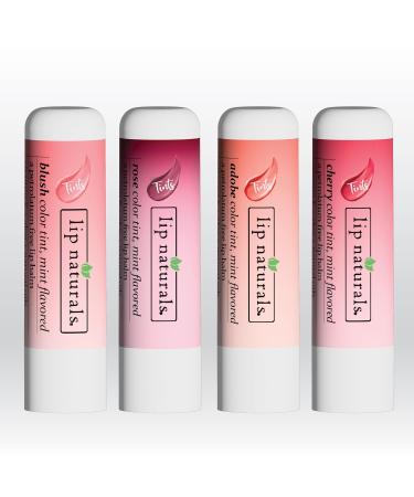 Lip Naturals Tinted Lip Balm 4 Pack of Assorted Colors with Beeswax Coconut Oil Vitamin E and Aloe - Moisturizing Lip Care with a Smooth Mint Flavor - Buy Online on GoSupps.com