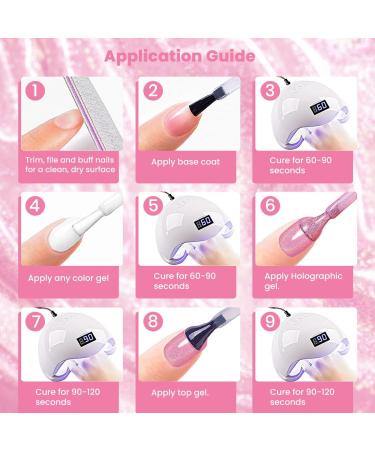 RARJSM Hot Pink Holographic Gel Nail Polish Laser Rainbow Glitter Reflective Iridescent Gel Polish Curing Required Unicorn Mirror Chrome Effect Soak off for Summer DIY Salon Home Manicure 7.5ML - Buy Online on GoSupps.com