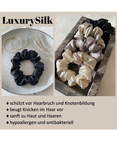 Luxurysilk 100% Mulberry Silk Scrunchy Hair Tie - 22 Momme - Soft Black Ponytail Hair Band | Premium Quality Rubber Band - Buy Online on GoSupps.com