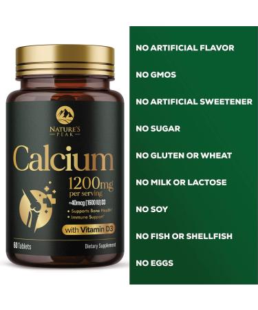 Calcium 1200mg + Vitamin D3 for Bone Health & Immune Support - 60 Tablets - Buy Online on GoSupps.com