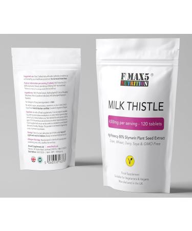 Milk Thistle (80% Silymarin) Tablets - High Strength 4000mg Supplement 120 Tablets (2 per Serving) - Not Capsules or Tincture - Vegan GMO-Free Gluten-Free UK Made - Buy Online on GoSupps.com