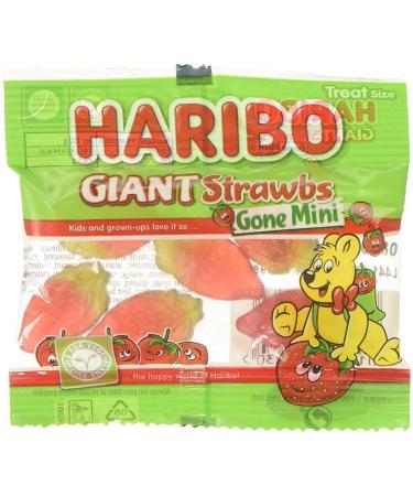 Full Box of HARIBO Treat Size MINIS 100 x 16g Bags (Giant STRAWBS)