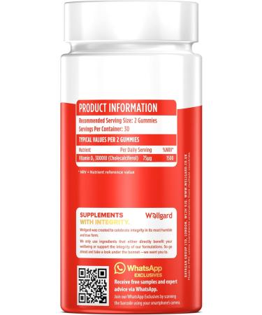 Wellgard High Strength Vitamin D3 Gummies 3000 IU - 60 Vegan Chewable Mixed Berry Flavour - Buy Online on GoSupps.com