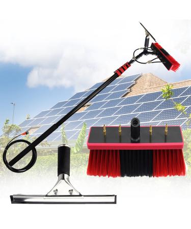 Telescopic Rod Cleaning Brush Water Fed Pole Kit Window Cleaning Pole 3-11m Water Fed Telescopic Brush Angle Adjustable Band Scraper for Photovoltaic Panel Cleaning Trucks 5.4M/18FT