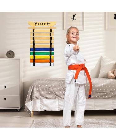 Winartton 10 Belts Bamboo Karate Belt Display Rack Hold  Taekwondo Belt Display with Stickers  Martial Arts Belt Display  No Assembly Required  Belt Holder Gift for Kids and Adult - Buy Online on GoSupps.com