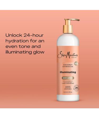 Buy SheaMoisture Illuminating Body Lotion - Coconut Oil & Hibiscus for 24H Moisture | Radiant Skin Glow - 16 oz - Buy Online on GoSupps.com