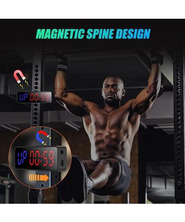 SLEVIO Portable Gym Timer with Powerful Magnet - Large LED Digital Display for Home Gym - Upgraded Workout Timer for Fitness - Black - Buy Online on GoSupps.com