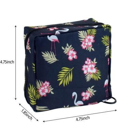 Sanitary Napkin Storage Bag & Menstrual Cup Pouch - Black Flamingo Print | Portable Feminine Period Pouch for Girls & Women - Buy Online on GoSupps.com