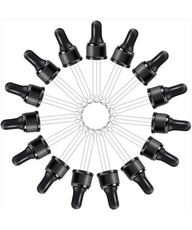 YGDZ Droppers for Essential Oils 15 Pack 15ml (1/2 Ounce) Glass Eye Dropper Tops - Fit for DoTerra Young Living 15ml Essential Oil Bottles