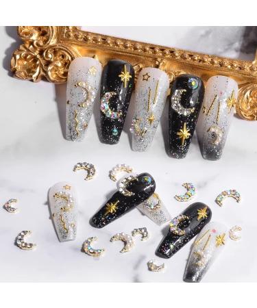RUNRAYAY 60Pcs 3D Moon Nail Art Charms Colorful & Pearl & Crystal Elegant Nail Studs Diamonds for Nail Accessories Nail Jewelry Decoration for DIY Crafts Nail Decor - Buy Online on GoSupps.com