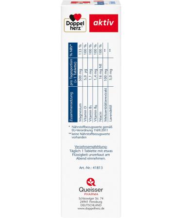 Double Heart Magnesium 500 - High Dose Sleep Support with Lemon Balm & Lavender Oil - 100 Depot Tablets for Muscle Function - Buy Online on GoSupps.com