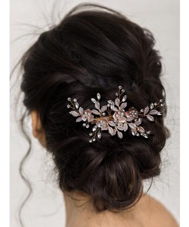 SWEETV Rhinestone Bridal Hair Comb - Light Rose Gold Wedding Hair Clip for Brides - Buy Online on GoSupps.com