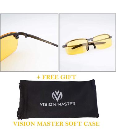 Vison Master HD Night Driving Glasses for Men - Polarized Risk-Reducing Anti-Glare Glasses with UV400 Lens and Sport Frame - Buy Online on GoSupps.com