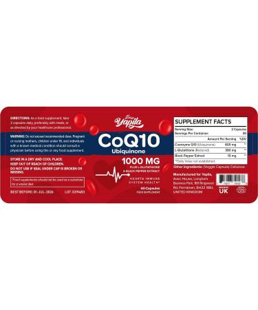 CoQ10 with L-Glutathione 1000mg Capsules - 100% Fermented Coq10 Supplement (3 Pack) High Absorption Super Strength Coenzyme Q10 Antioxidant Supplements Soy-Free Glute-Free Non-GMO Vegan 60 count (Pack of 3) - Buy Online on GoSupps.com