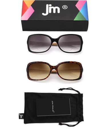 JM 2 Pack Bifocal Reading Glasses Square Gradient Sunglasses +1.5 for Women - Black & Tortoise - Buy Online on GoSupps.com