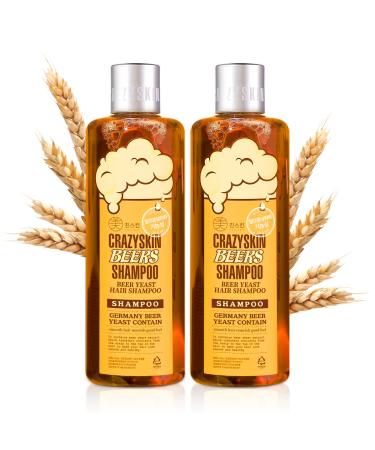 CRAZY SKIN Beers Shampoo - BIOTIN shampoo for hair loss, Rich with Beer Yeast for Hair Regrowth and Thickening, thinning hair, Sulfate free,10.15 fl oz(300g) X 2 Bottles