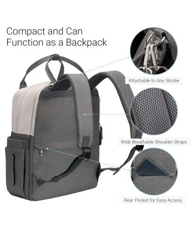 COYSLAND Diaper Bag Backpack for Baby Boy/Girl - Large Capacity Maternity Nappy Bag with Insulated Pocket, Stroller Straps, Laptop Compartment & Anti-theft Pocket - B-white/Grey - Buy Online on GoSupps.com