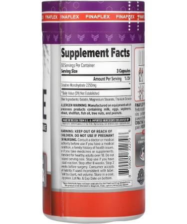 FINAFLEX Pure CREATINE - 150 Capsules | 100% Pure Micronized Creatine Monohydrate | Boost Muscular Strength Size & Performance - 50 Servings - Buy Online on GoSupps.com