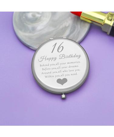 Sweet 16 Gift: Double Sided Travel Makeup Mirror for Girls - Birthday Present for Daughter, Granddaughter, Niece, Sister, Friends - Buy Online on GoSupps.com