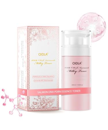 PDRN Pink Niacinamide Milky Toner for Hydrating, Moisturizing, Soothing, Ceramide, Peptide, Glass Glow Skin, Equivalent Korean Skincare Toner for face | 230ml 7.78 fl. Oz.