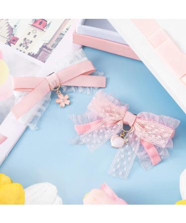 HINZIC 4Pcs Pink Lace Hair Clips - Cute Bow Alligator Clips for Girls - Hair Bow Clip Decoration for Teens & Women - Buy Online on GoSupps.com