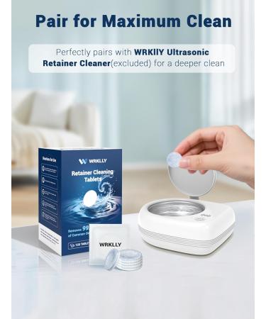 Retainer Cleaner Tablets (120 pcs) Denture Cleaning Tablets for Invisalign Night Mouth Guard for Aligners Remove Odors Stains and Plaque Quick Cleanser Mint Fresh Flavor 4 Month Supply Blue - Buy Online on GoSupps.com