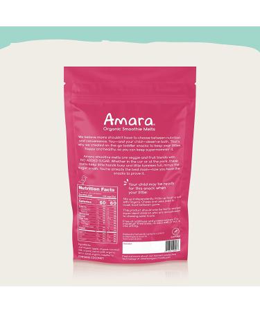 Amara Yogurt Melts Carrot Raspberry | Healthy Snacks for Baby and Toddlers | Gluten Free & Plant Based | Organic Fruit | 6 Pouches - Buy Online on GoSupps.com