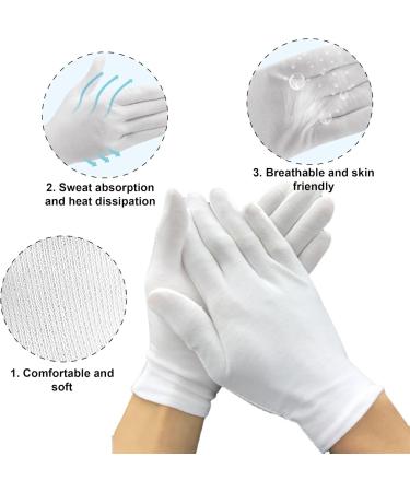 Jtkrew 12 Pairs White Cotton Gloves for Moisturizing | Overnight Hand Spa Treatment for Eczema & Cracked Skin - Buy Online on GoSupps.com