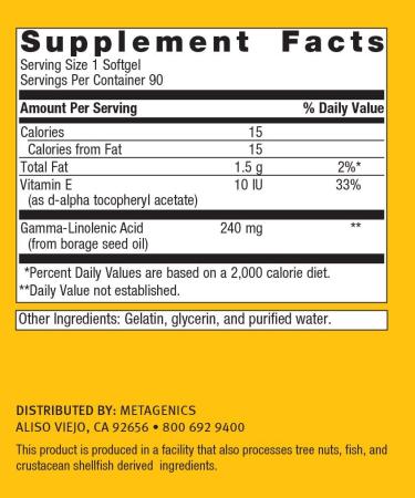 Metagenics OmegaGenics GLA 240 - 90 Count | Essential Fatty Acid Supplement - Buy Online on GoSupps.com