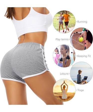 URATOT 5 Pack Women's Cotton Yoga Shorts - Large Black Navy Blue Gray Pink - Buy Online on GoSupps.com