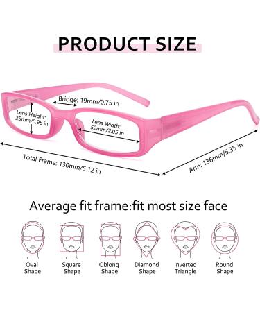 4 Pack Fashion Rectangular Reading Glasses for Women | Spring Hinge Ladies Elegant Readers | Colorful Eyeglasses Frames | +1.5 Mix Color - Buy Online on GoSupps.com
