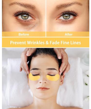 Buy Reusable Under Eye Patches - 2 Pairs Silicone Eye Wrinkle Masks with Metal Applicator & Tin Case - Gold - Buy Online on GoSupps.com