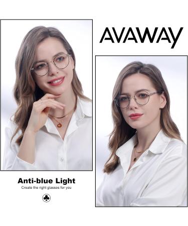Avaway Women's Blue Light Filter Glasses - Vintage Round Metal Frames for PC Cell Phone & TV | Reduce Eye Strain & Protect Vision - Buy Online on GoSupps.com