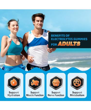 Electrolyte Gummies for Hydration Electrolyte Chewables for Kids & Adults with Potassium Magnesium Calcium Sodium Chloride for Runners and Endurance Sports Orange Flavor Vegan 60 Chews - Buy Online on GoSupps.com