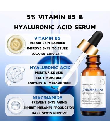 Dark Spot Correcting Glow Serum - 5% Vitamin B5 & Hyaluronic Acid Serum - Hyaluronic Acid Serum for Face - Hydrating Anti-Aging Face Serum for Women - Improving Skincare Nicotinamide Serum - Buy Online on GoSupps.com