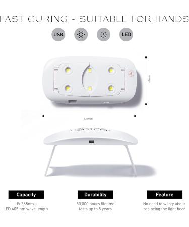 Adora Couture 6W Portable UV LED Nail Lamp - Mini Cure Gel Polish Art & Stickers with 2 Timers - Buy Online on GoSupps.com