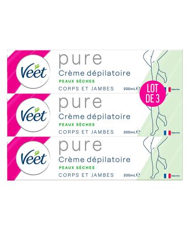 Veet Minima Pure Hair Removal Cream Dry Skin - Pack of 3 tubes of 200ml